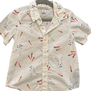 Kids White Easter Shirt with Bunny & Carrot Print